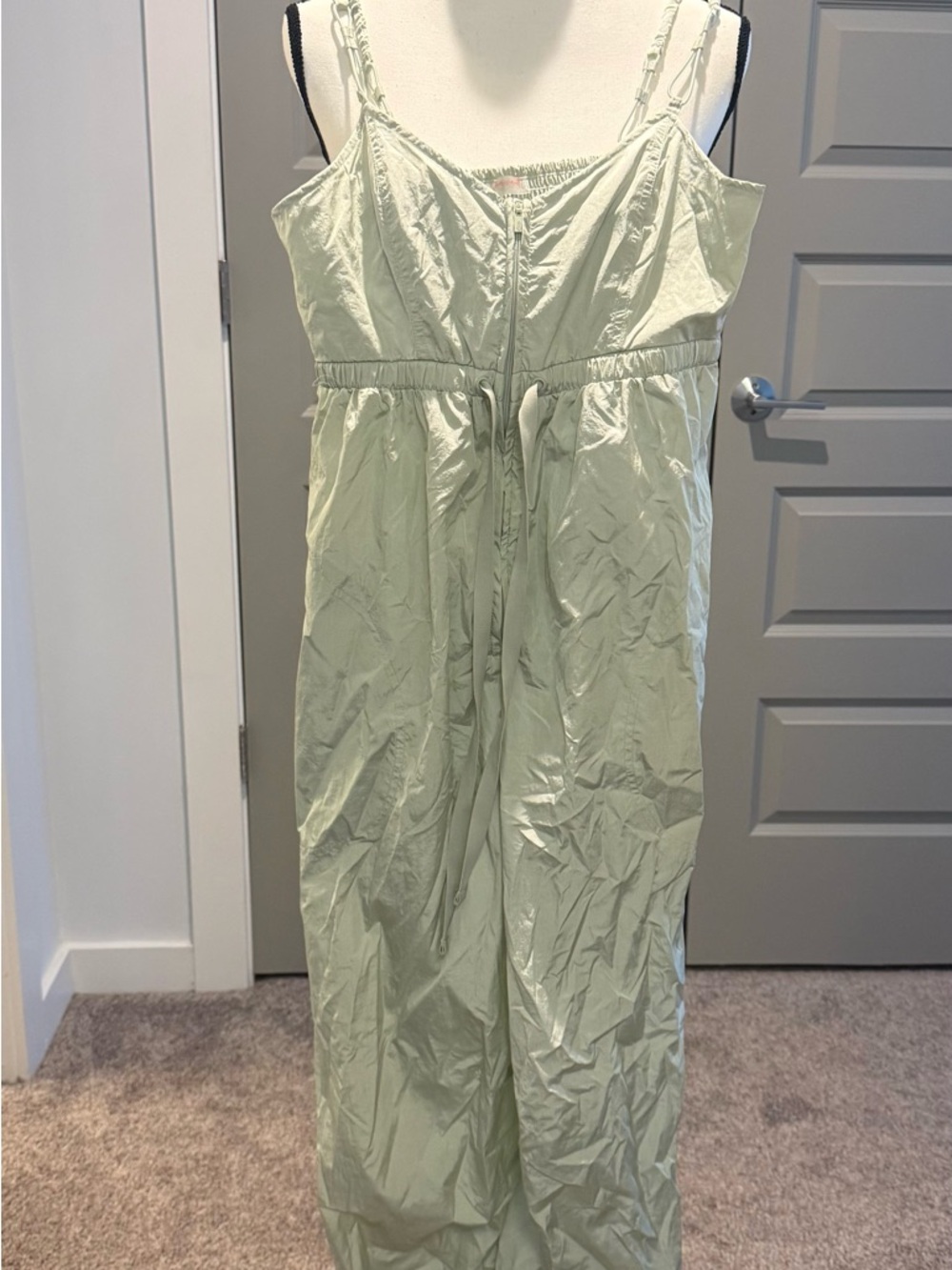 Free People Sage Green Braided-Strap Wide-Leg Jumpsuit